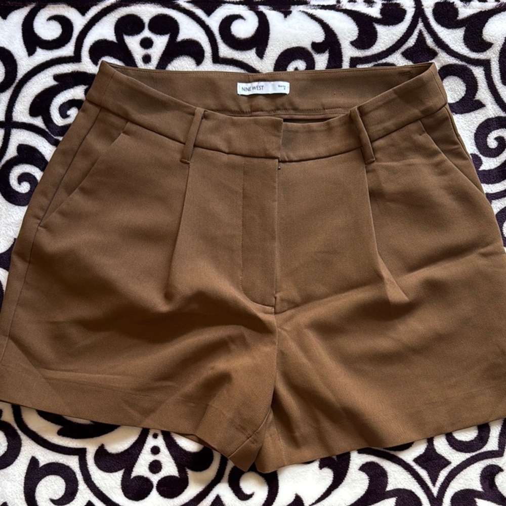 Nine West Brown High Waist Tailored Shorts